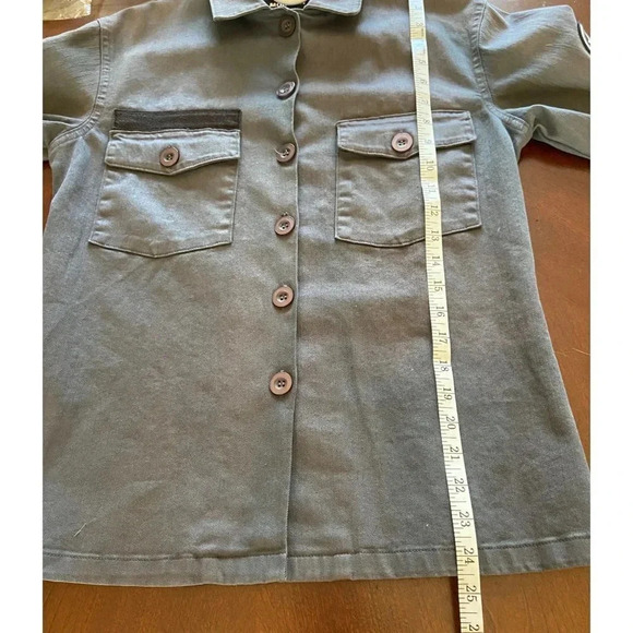 Monrow Charcoal Gray Military Style Shirt Jacket with Patches Size Small Rare - Picture 9 of 9